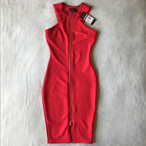 ✨NEW✨ AX Paris Red Front Zipper Party Dress